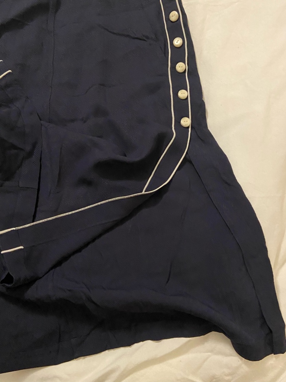 Rag & Bone Navy Button-Trim A-Line Midi Skirt - Picture 4 of 5